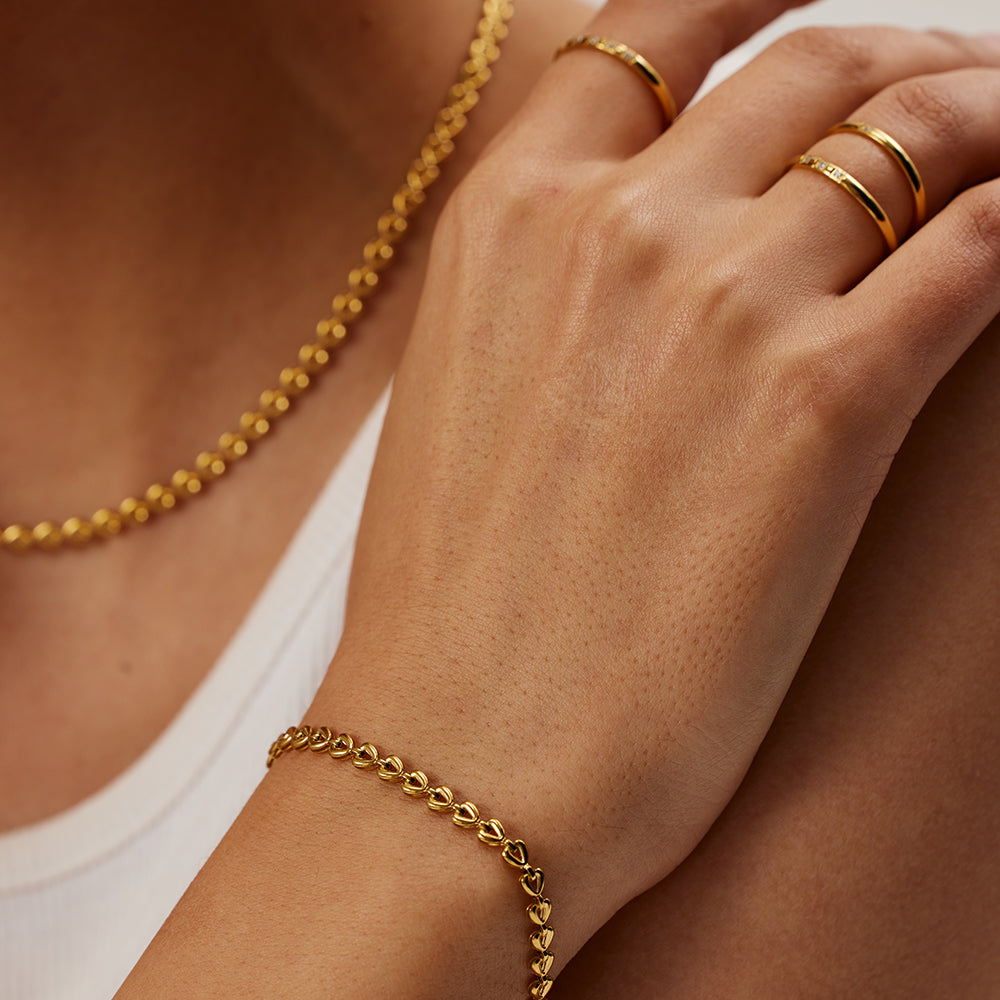 Halskette Herzkette 18K Vergoldet Verstellbar Wasserfest Edelstahl 316L Elegant