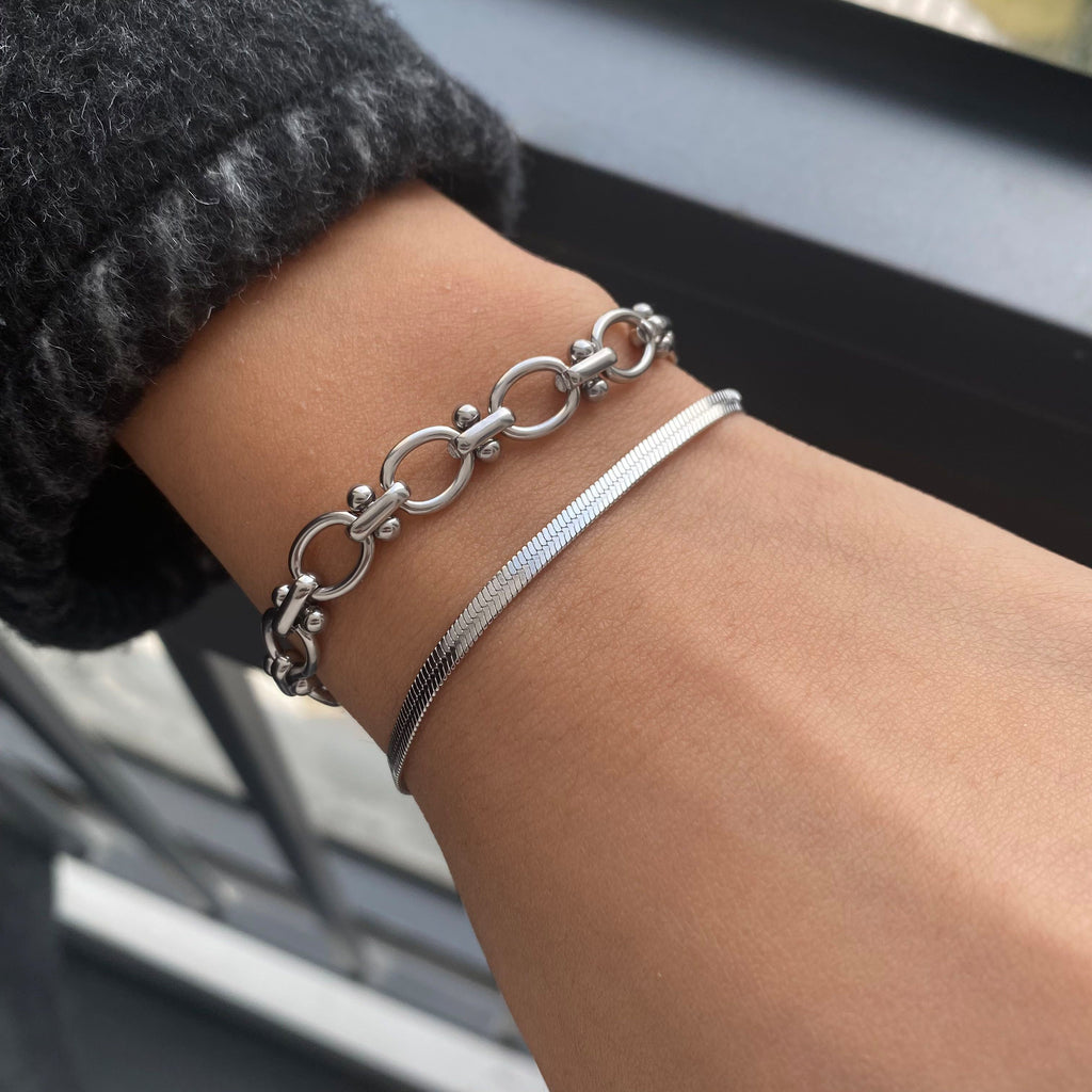 Armband Gliederarmband Silber Vintage Verstellbar Wasserfest Edelstahl 316L Elegant