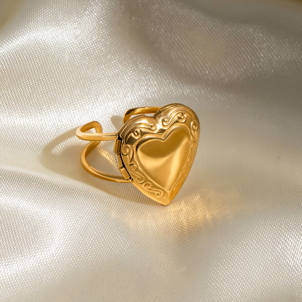 "Memorio" Ring Medallion 18K Vergoldet Verstellbar Wasserfest Edelstahl 316L