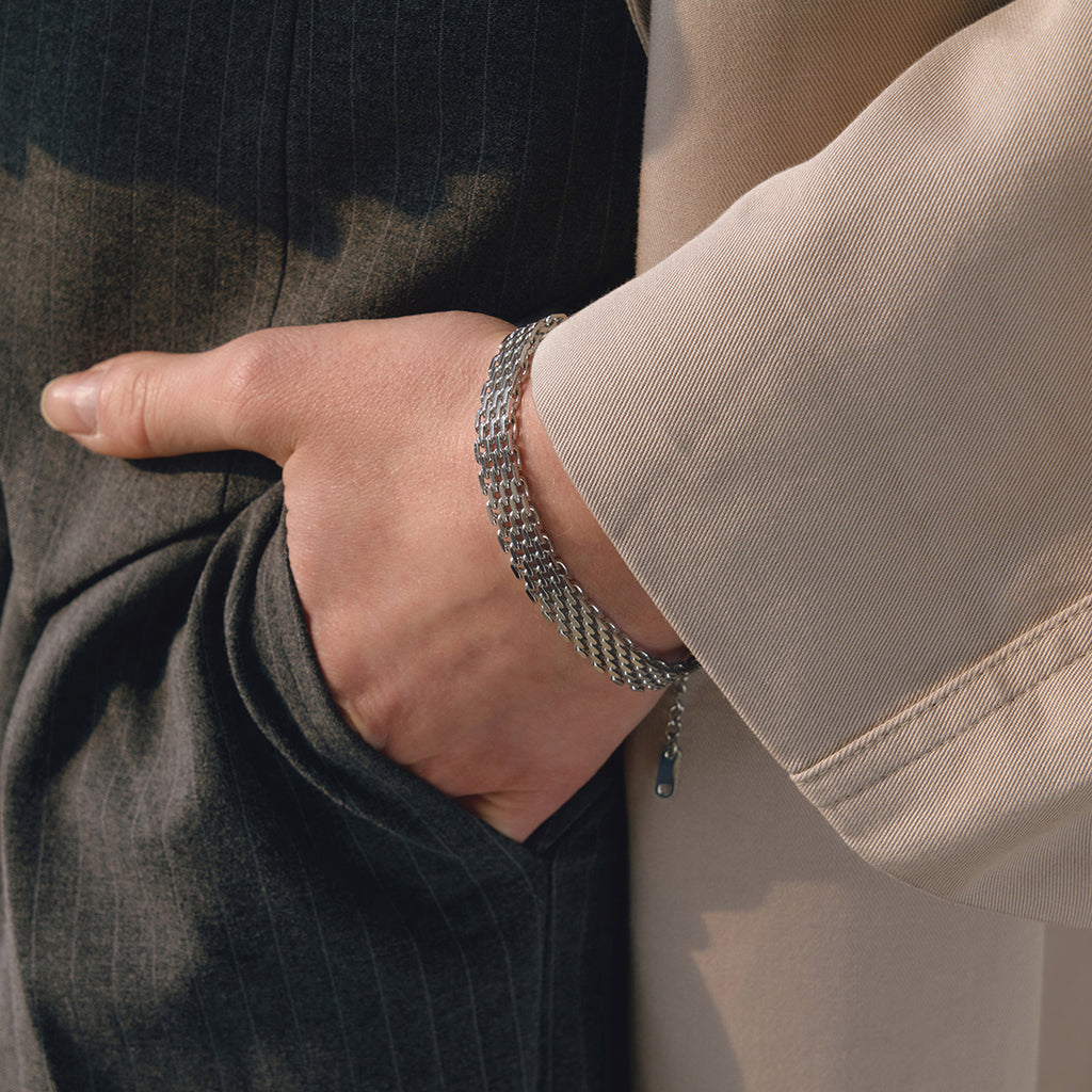 Armband Mesh Silber Finish Wasserfest Edelstahl 316L Elegant