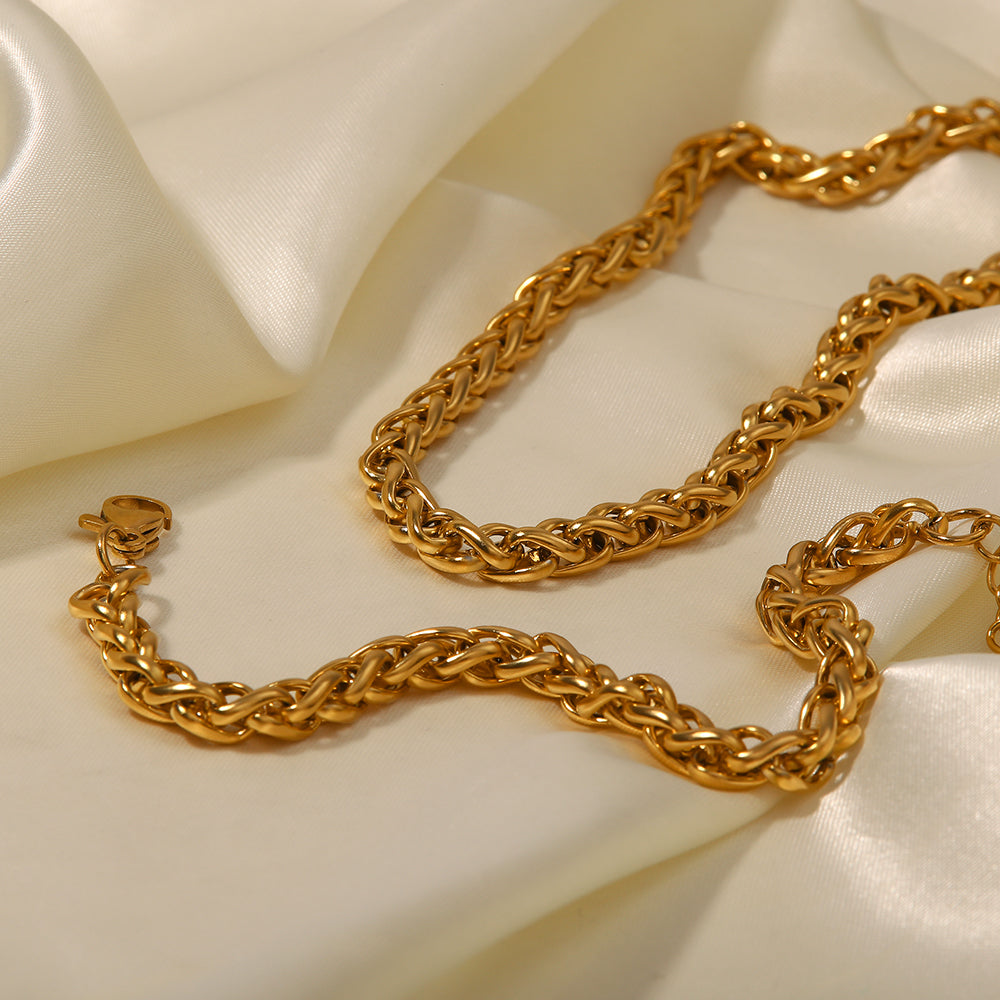 Halskette Zopfkette 18K Vergoldet Verstellbar Wasserfest Edelstahl 316L Elegant