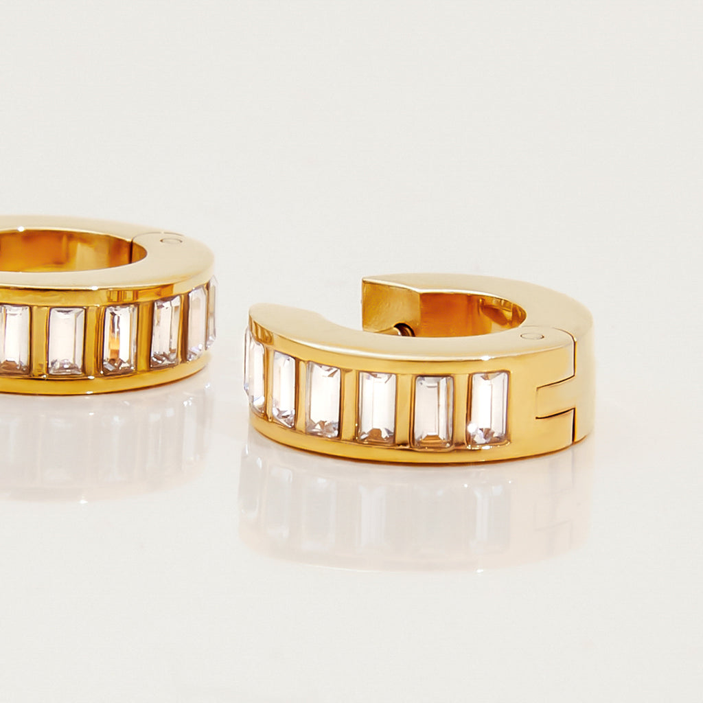 Creolen Aurorina Baguette Zirkonia 18K Vergoldet Wasserfest Edelstahl 316L