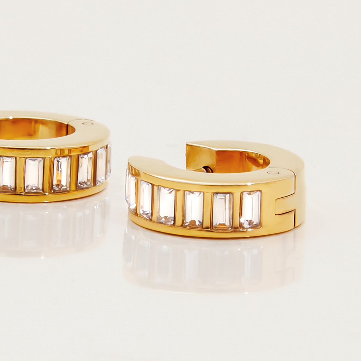 Creolen Aurorina Baguette Zirkonia 18K Vergoldet Wasserfest Edelstahl 316L