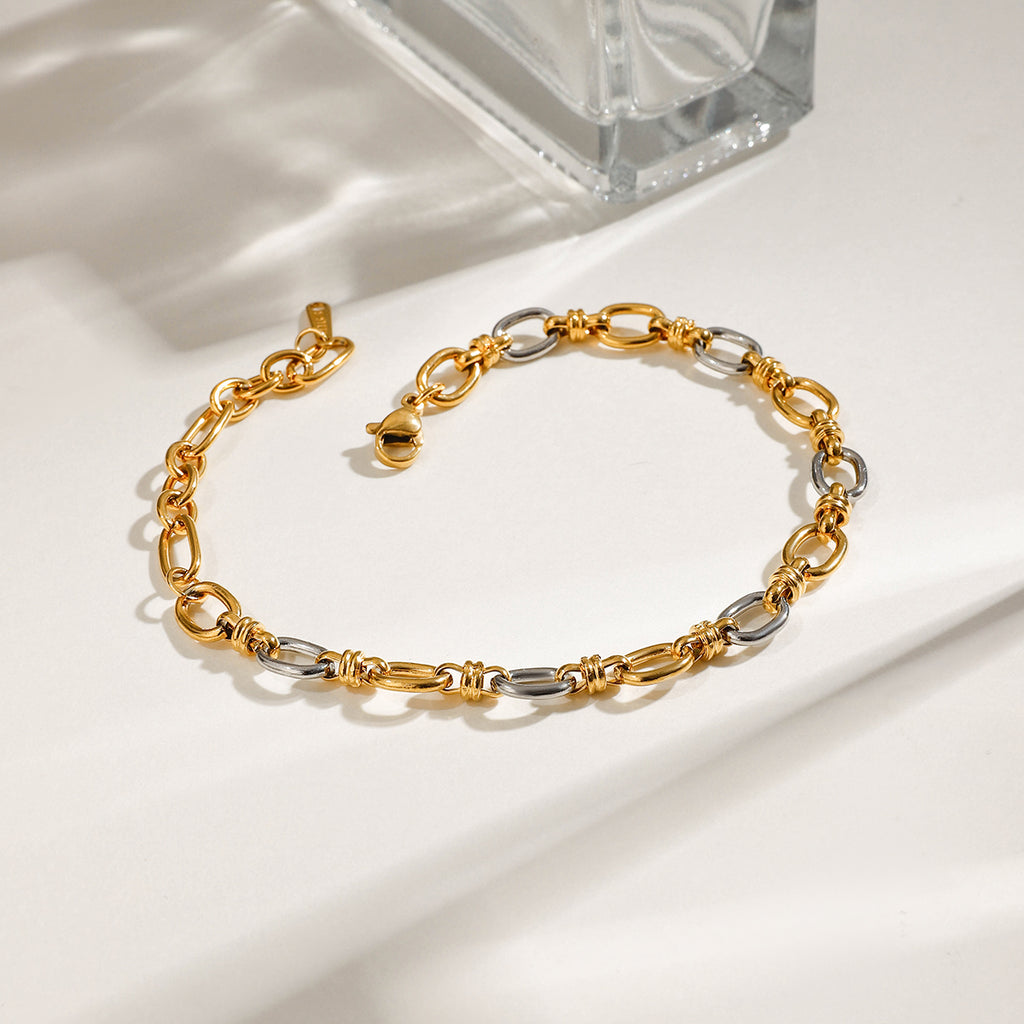Armband Passiona Gliederkette 18K Vergoldet Silber Finish Wasserfest Edelstahl 316L Bicolor