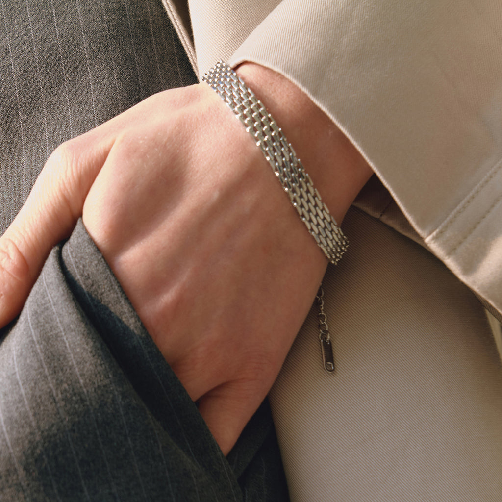 Armband Mesh Silber Finish Wasserfest Edelstahl 316L Elegant