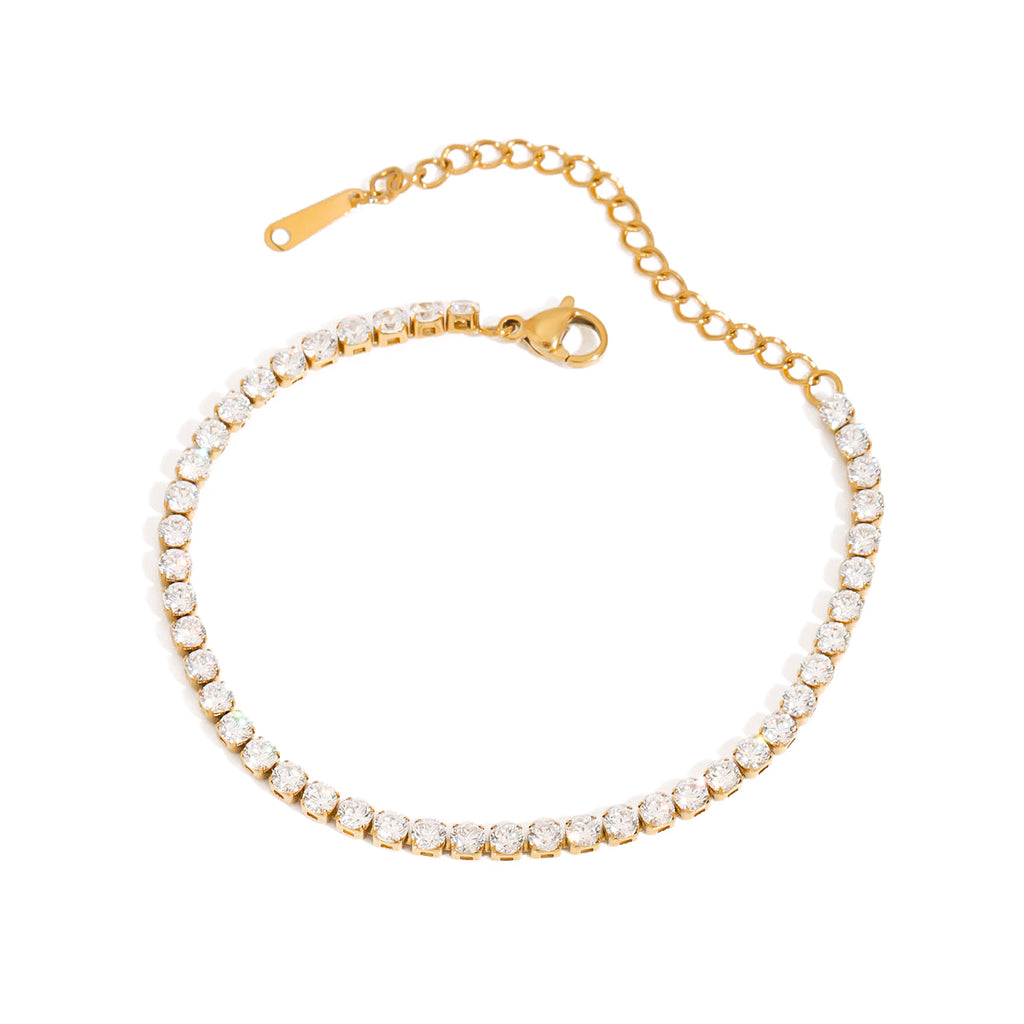 Armband Zirkonia Tennisarmband 18K Vergoldet Verstellbar Wasserfest Edelstahl 316L Elegant