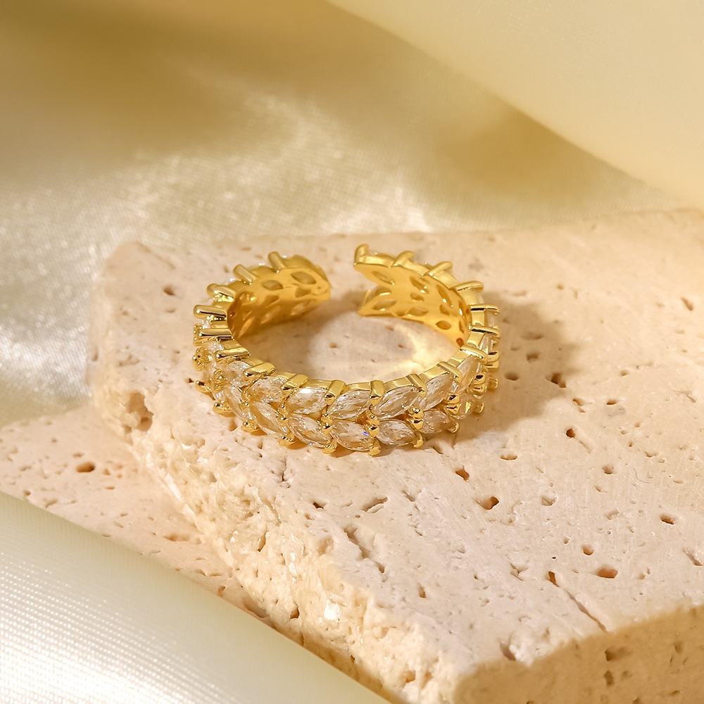 Marquise Zirkon Ring 18K Vergoldet - Verstellbarer Edelstahl 316L Ring Wasserfest