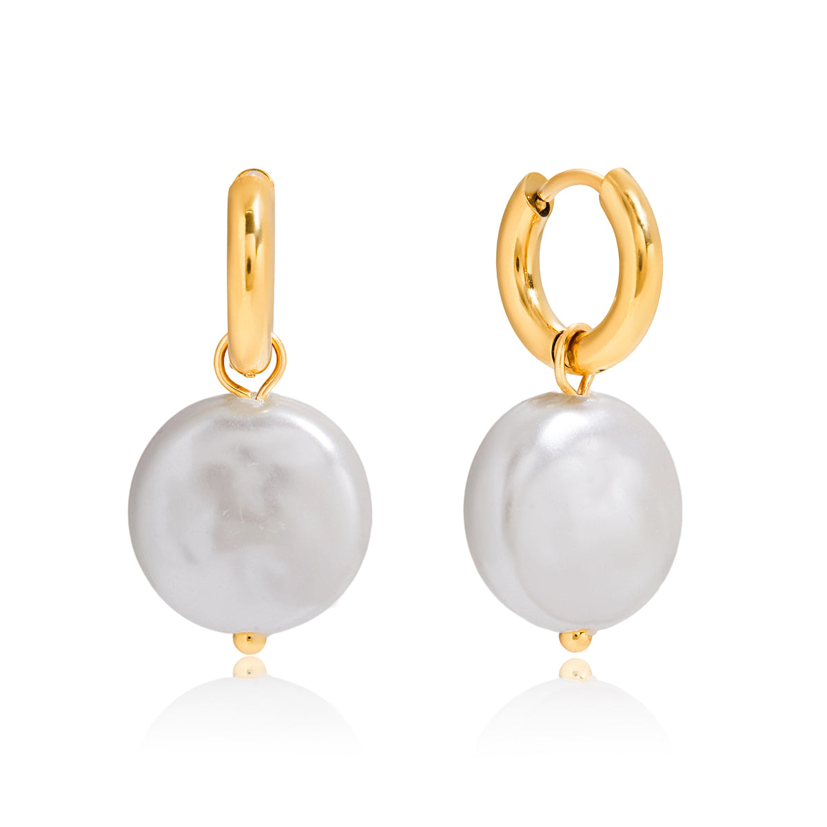 Ohrringe Creolen Perle 18K Vergoldet Wasserfest Edelstahl 316L Elegant