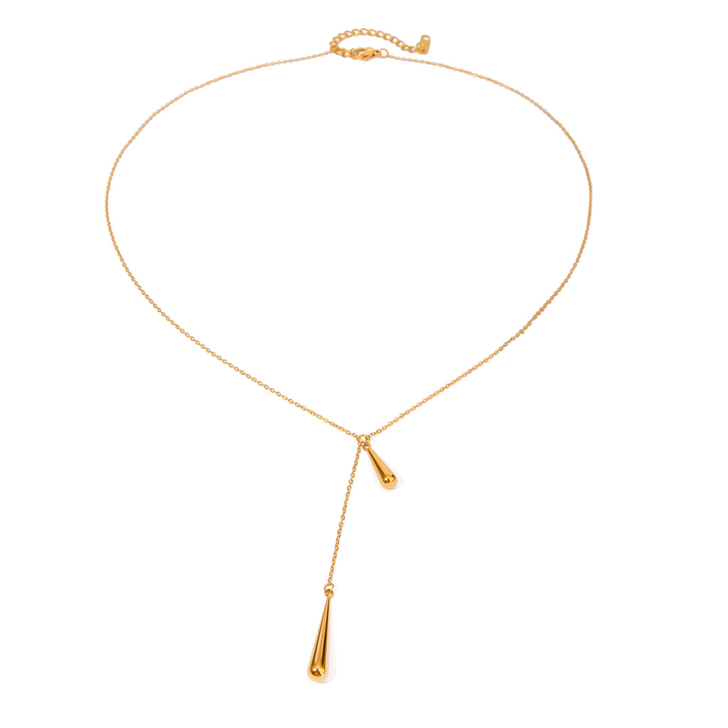 Y-Kette mit Tropfen 18K Vergoldet Wasserfest Edelstahl 316L