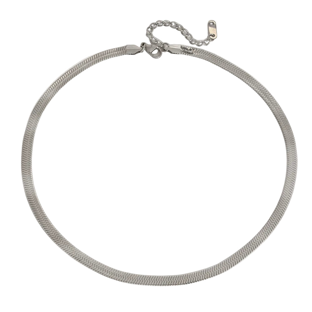 Halskette Schlangenkette Silber Finish Wasserfest Edelstahl 316L 4mm Verstellbar