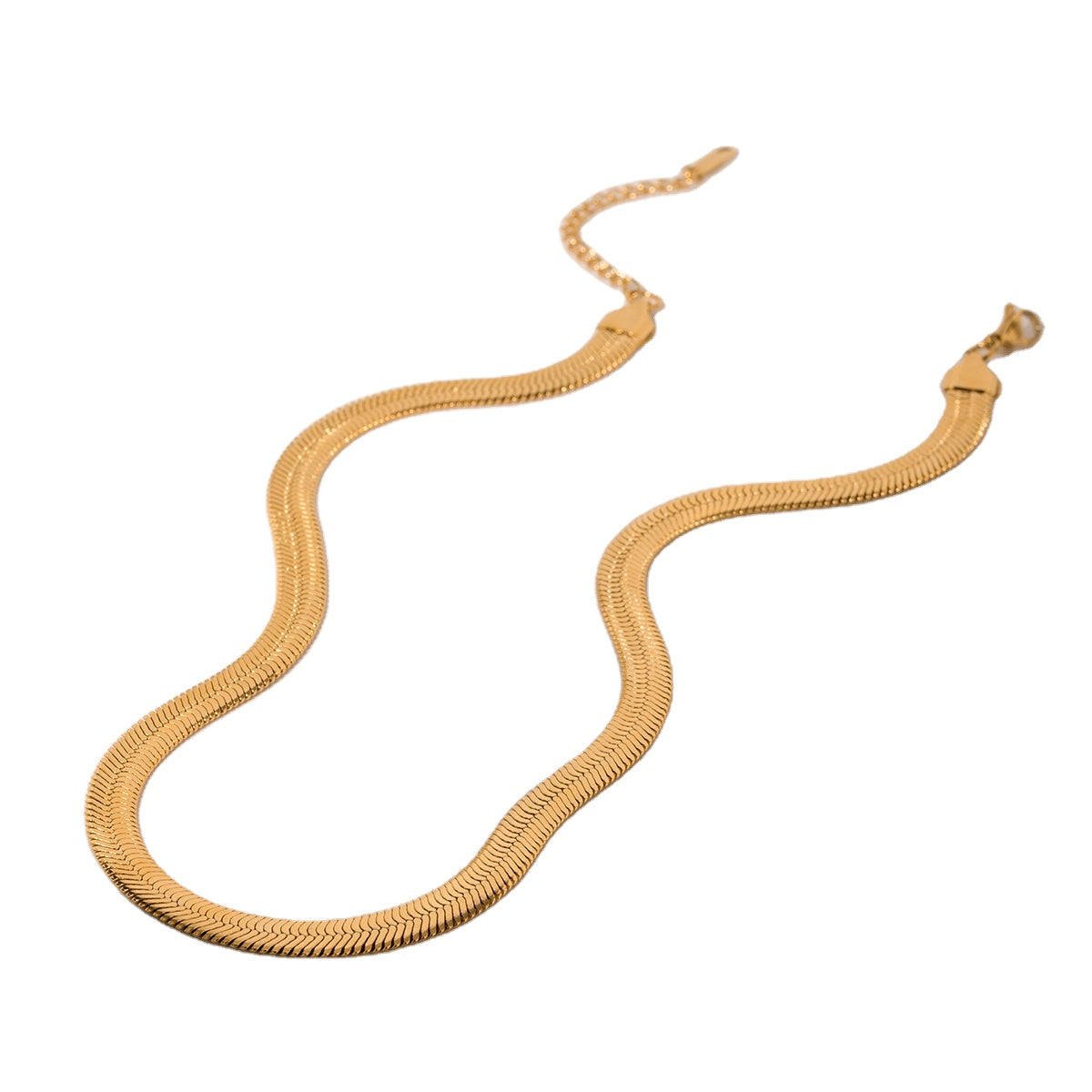 Halskette Flache Schlangenkette 18K Vergoldet Wasserfest Edelstahl 316L Statement