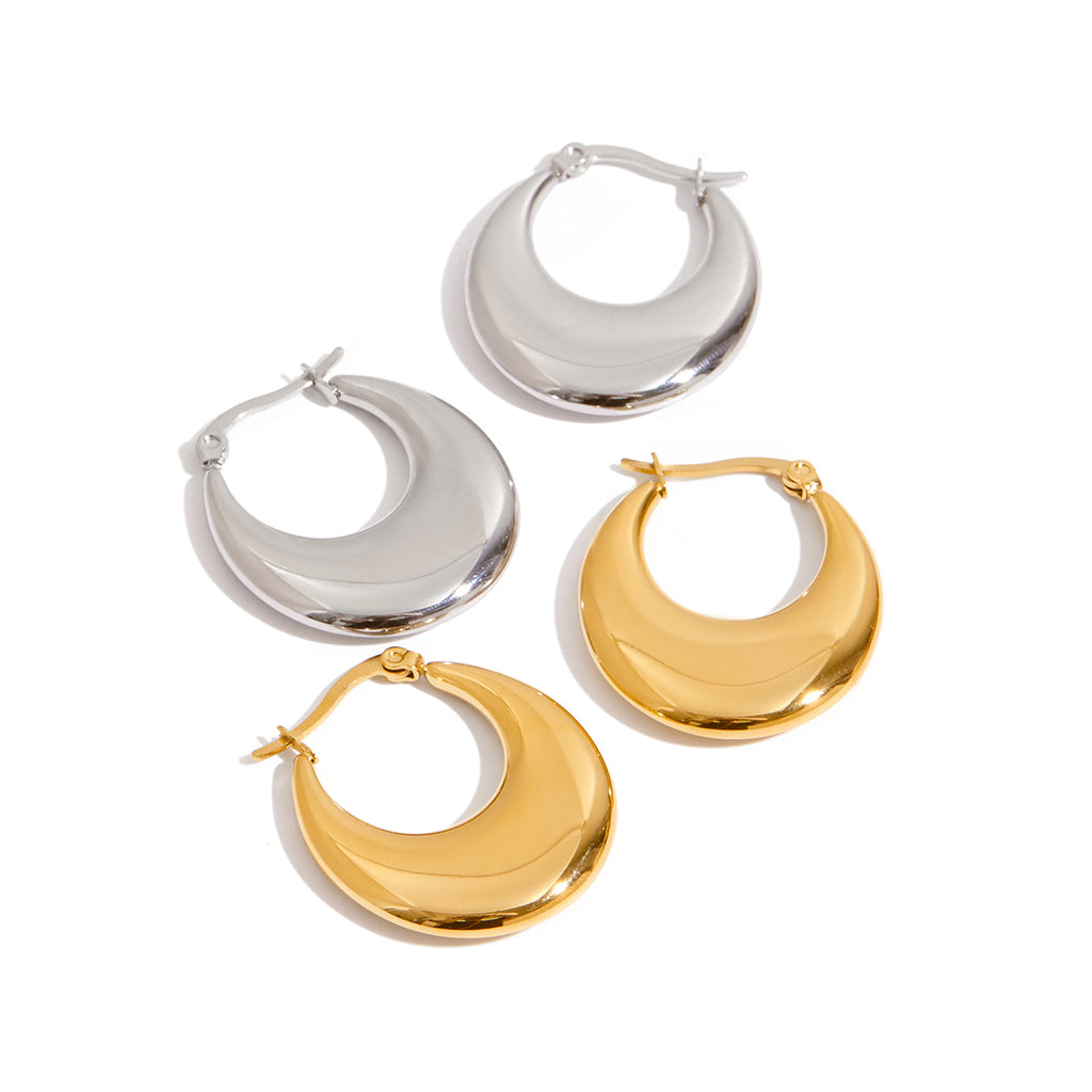 Creolen Armonara Chunky 18K Vergoldet Wasserfest Edelstahl 316L Breit Statement