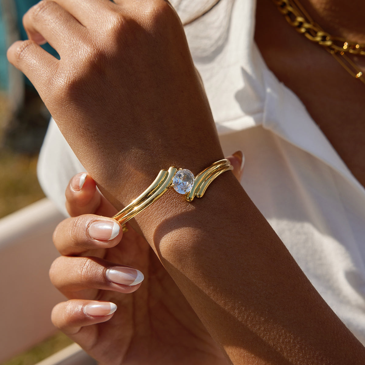 Statement Armreif 18K Vergoldet Wasserfest Edelstahl 316L Premium Zirkon