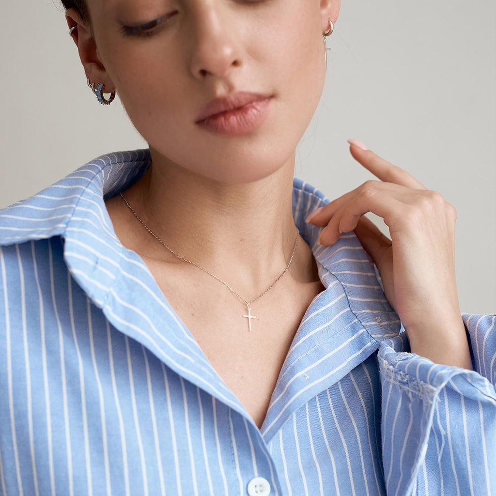 Kreuz-Anhänger Kette 18K Vergoldet Wasserfest Edelstahl 316L