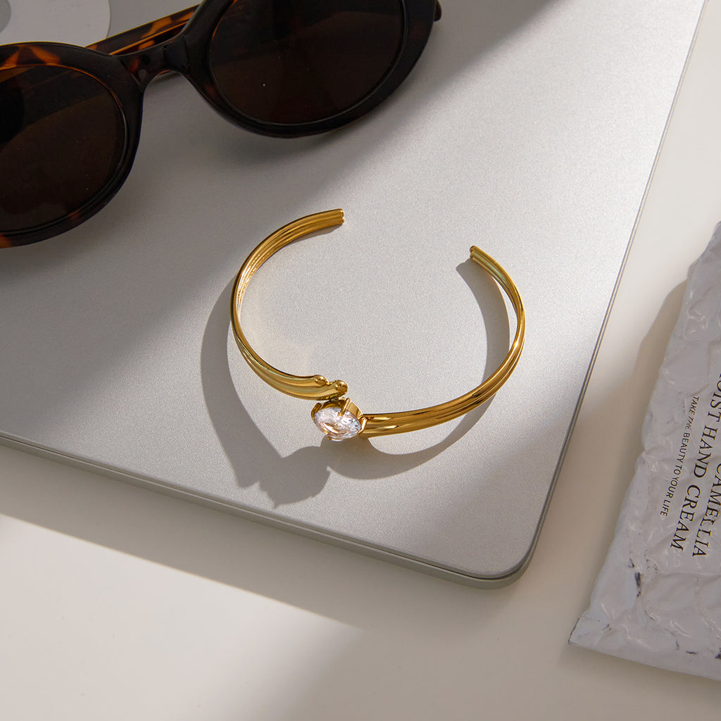 Statement Armreif 18K Vergoldet Wasserfest Edelstahl 316L Premium Zirkon