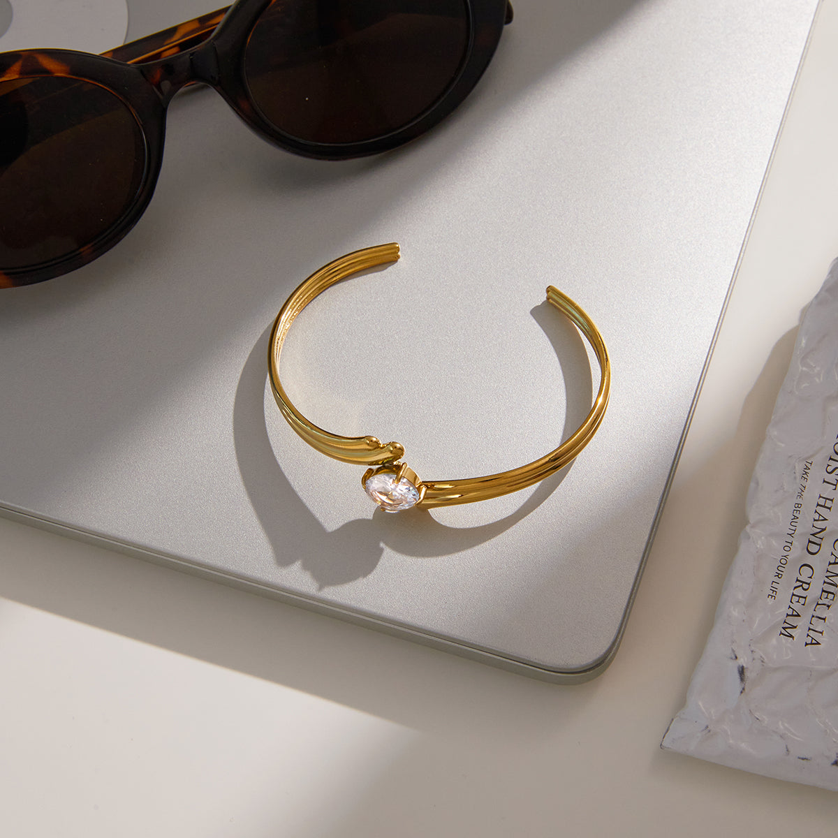 Statement Armreif 18K Vergoldet Wasserfest Edelstahl 316L Premium Zirkon