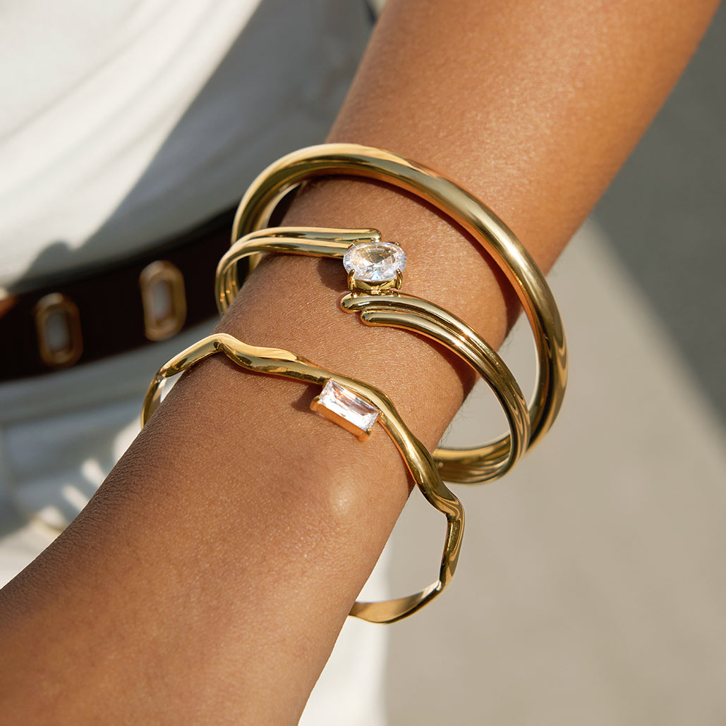 Statement Armreif 18K Vergoldet Wasserfest Edelstahl 316L Premium Zirkon