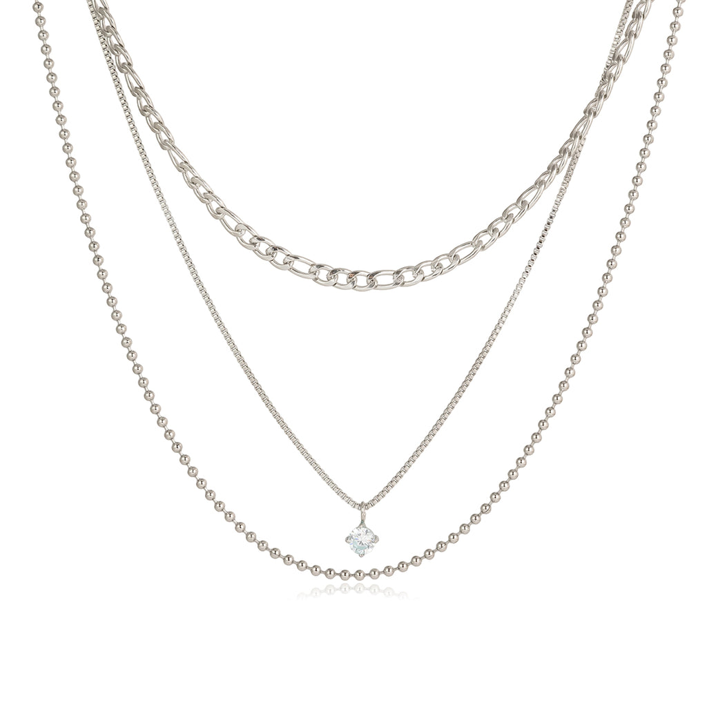 Halskette Maravita Layering Zirkonia Silber Finish Wasserfest Edelstahl 316L