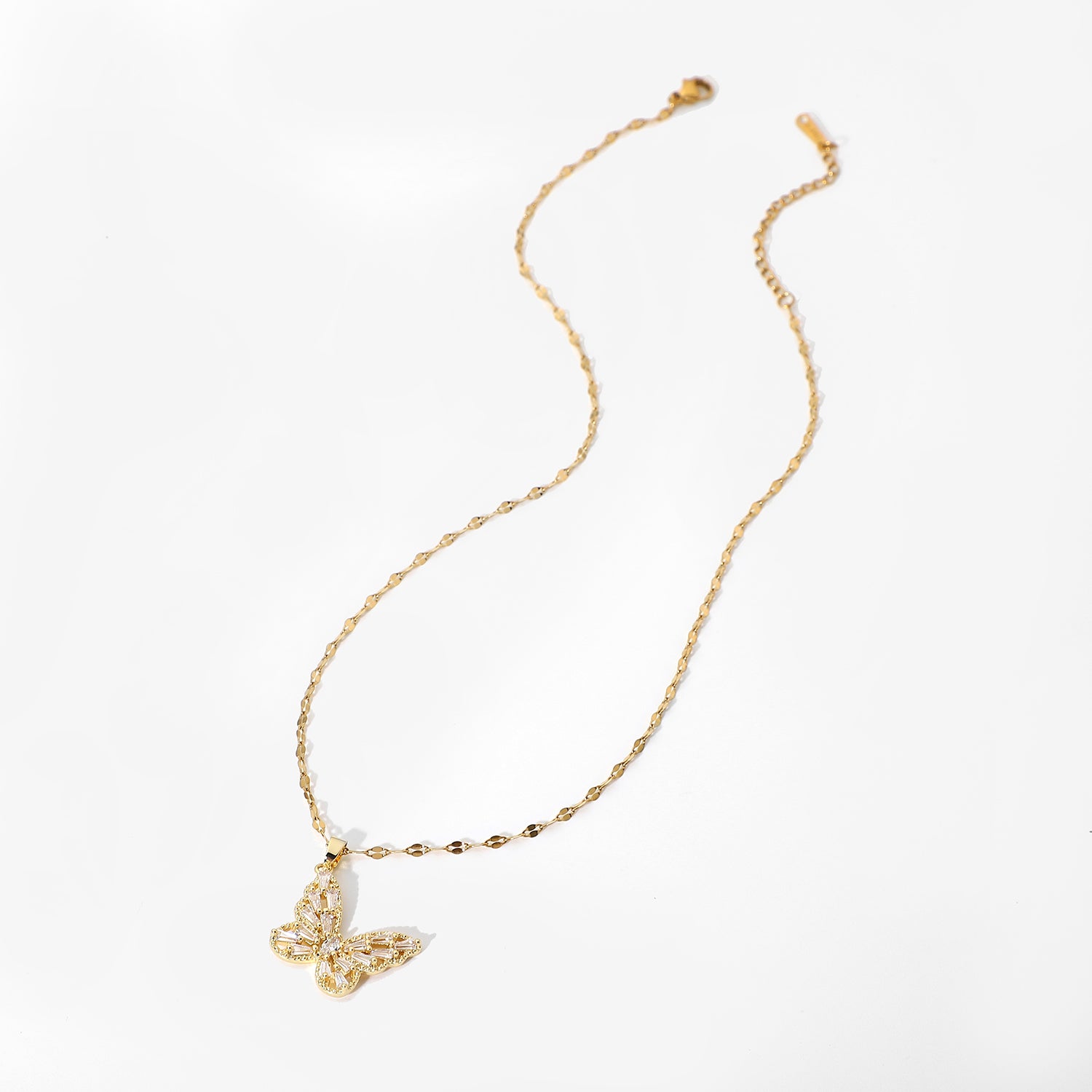 Schmetterling Kette Zirkonia 18K Vergoldet Wasserfest Edelstahl 316L Premium