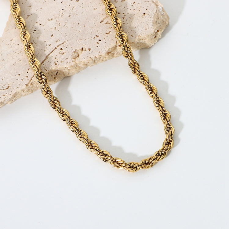 Twist Rope Chain 18K Vergoldet 5mm Wasserfest Edelstahl 316L Stapelbar