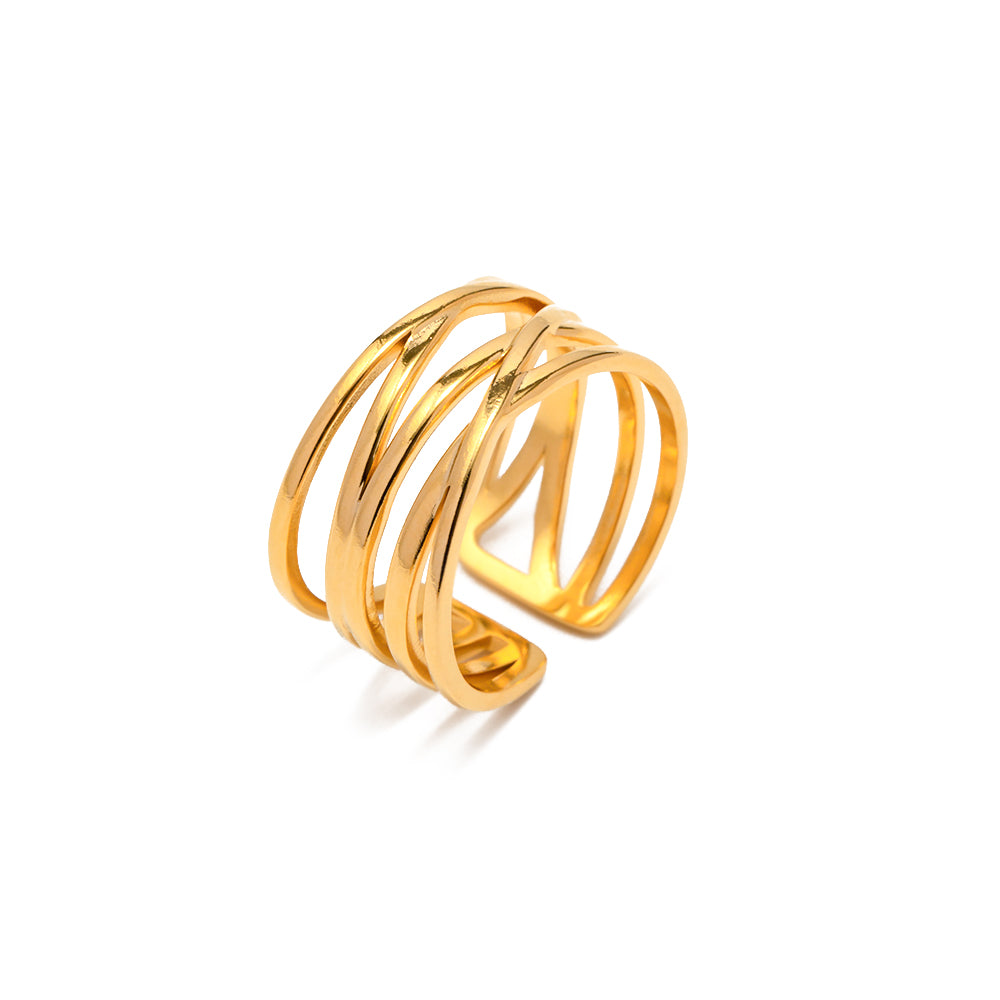 Ring Gewickelt 18K Vergoldet Verstellbar Wasserfest Edelstahl 316L Modern