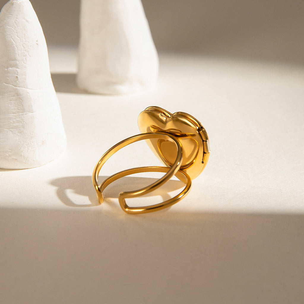 "Memorio" Ring Medallion 18K Vergoldet Verstellbar Wasserfest Edelstahl 316L