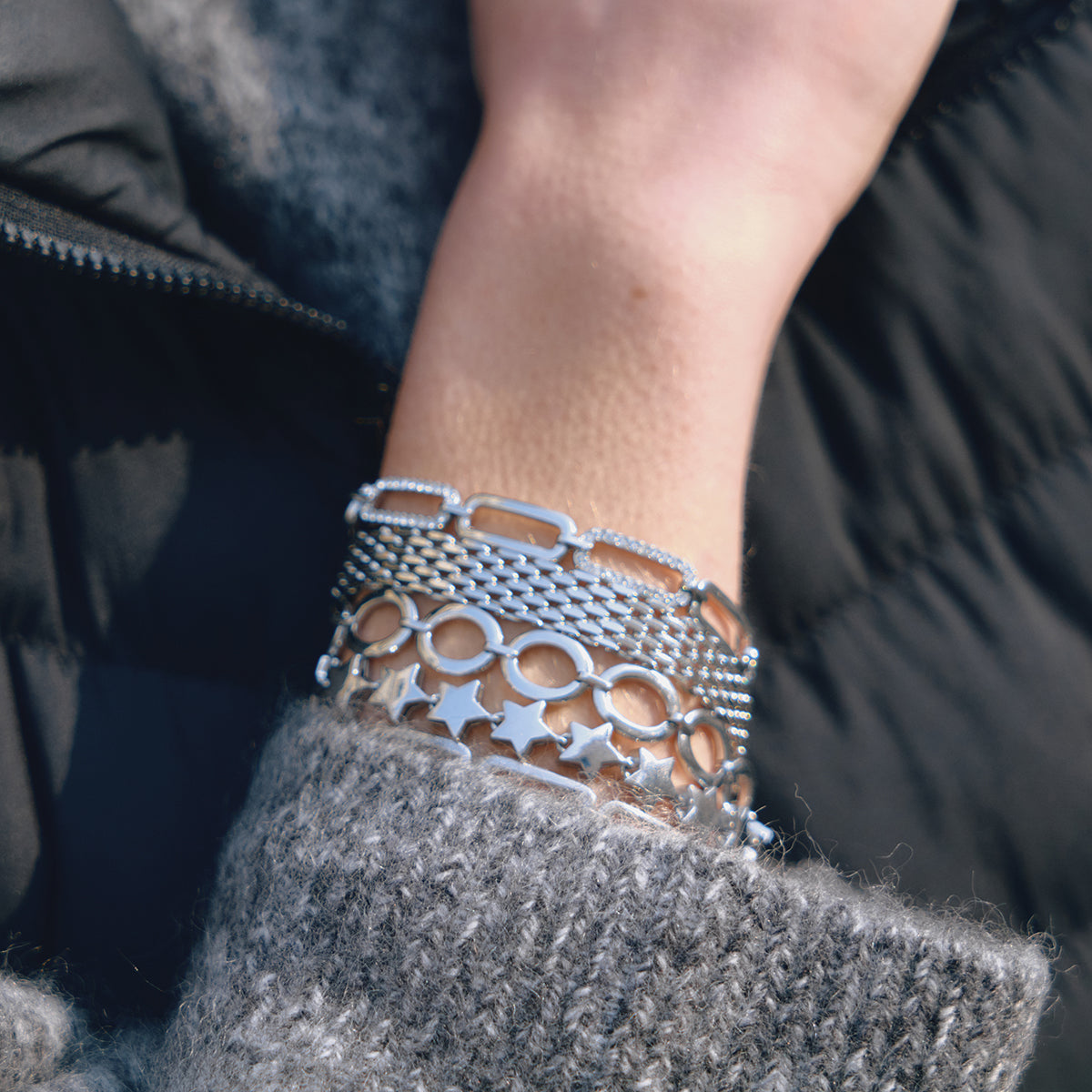 Armband Mesh Silber Finish Wasserfest Edelstahl 316L Elegant