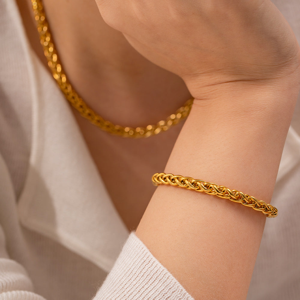 Armband Zopfkette 18K Vergoldet Verstellbar Wasserfest Edelstahl 316L Elegant