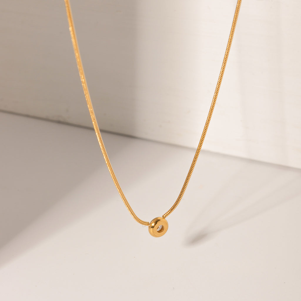 Schlangenkette  18K Vergoldet mit Zirkonia-Anhänger Wasserfest Edelstahl 316L Premium
