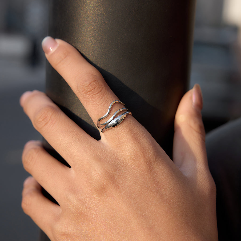 Ring Martina Silber Finish Wasserfest Edelstahl 316L Verstellbar Minimalistisch