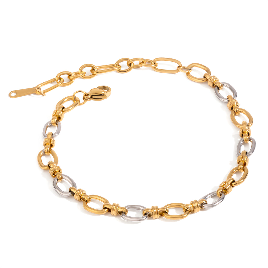 Armband Passiona Gliederkette 18K Vergoldet Silber Finish Wasserfest Edelstahl 316L Bicolor