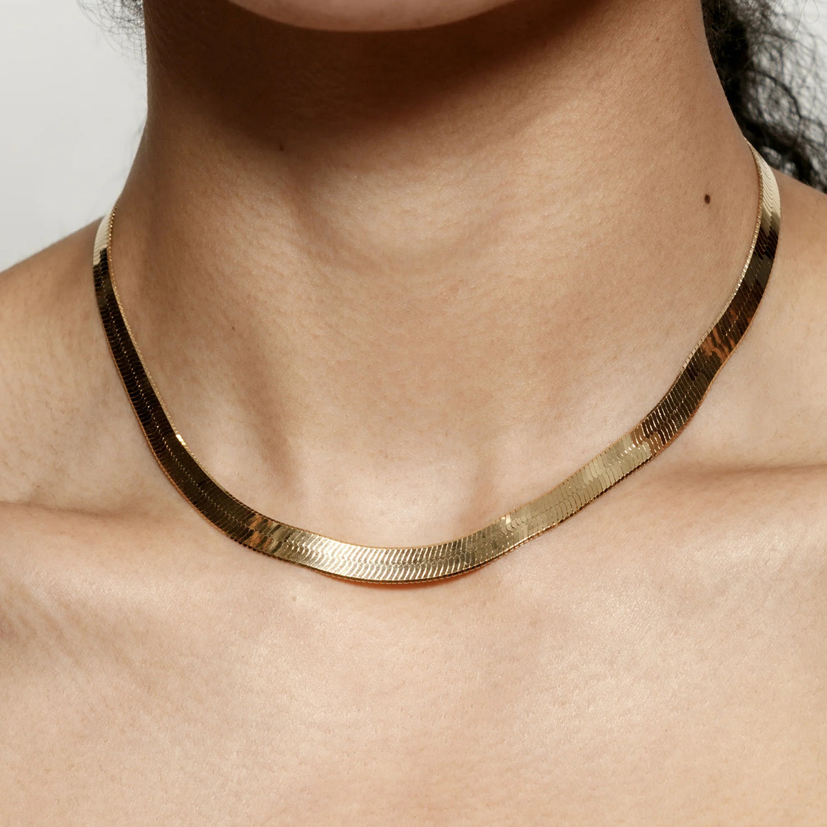 Halskette Flache Schlangenkette 18K Vergoldet Wasserfest Edelstahl 316L Statement