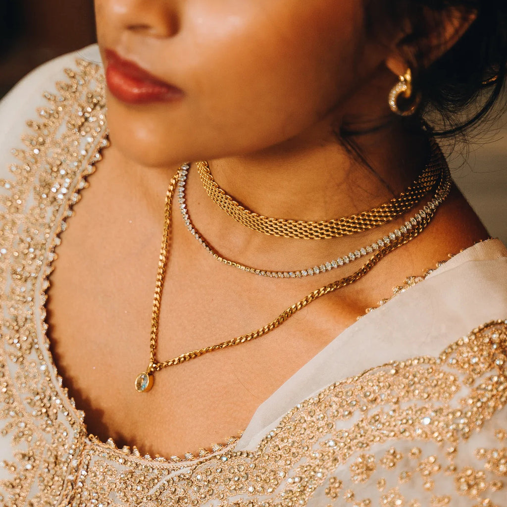 Kette "Monaco" 18K Vergoldet Wasserfest Edelstahl 316L Elegant Verstellbar
