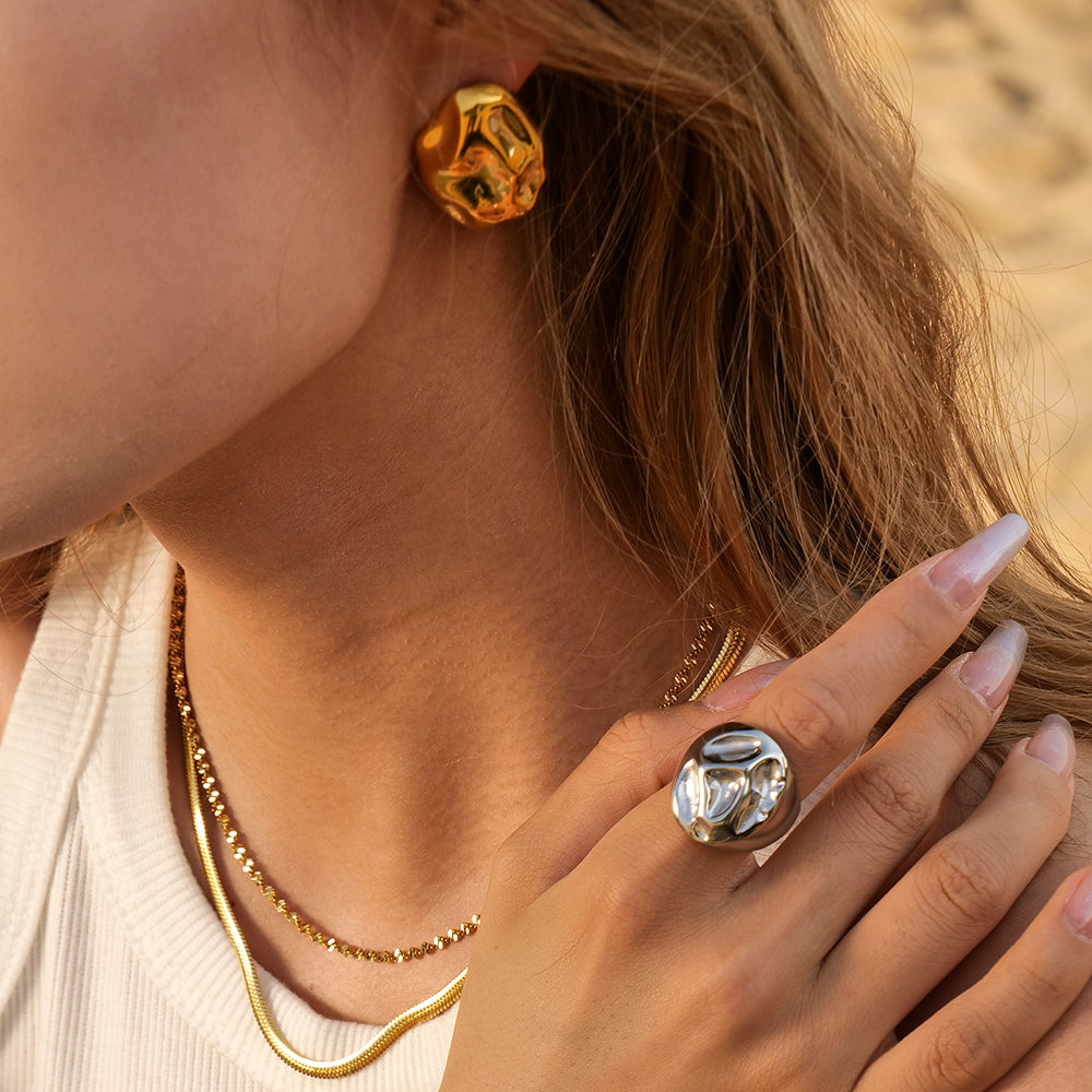 Statement Ohrstecker 18K Vergoldet Wasserfest Edelstahl 316L