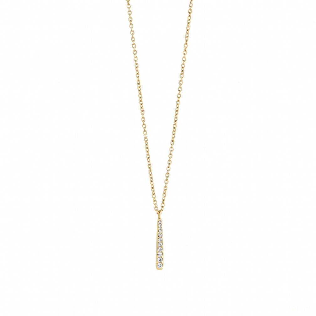 Zirkonia Stab-Kette 18K Vergoldet Wasserfest Edelstahl 316L Premium