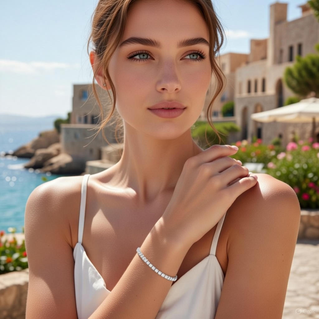 Silbernes Zirkonia Tennis-Armband Wasserfest Edelstahl 316L Klassisch Stilsicher