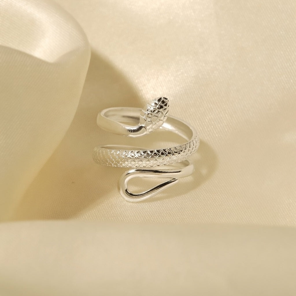 Ring Schlange Silber Verstellbar Wasserfest Edelstahl 316L Extravagant