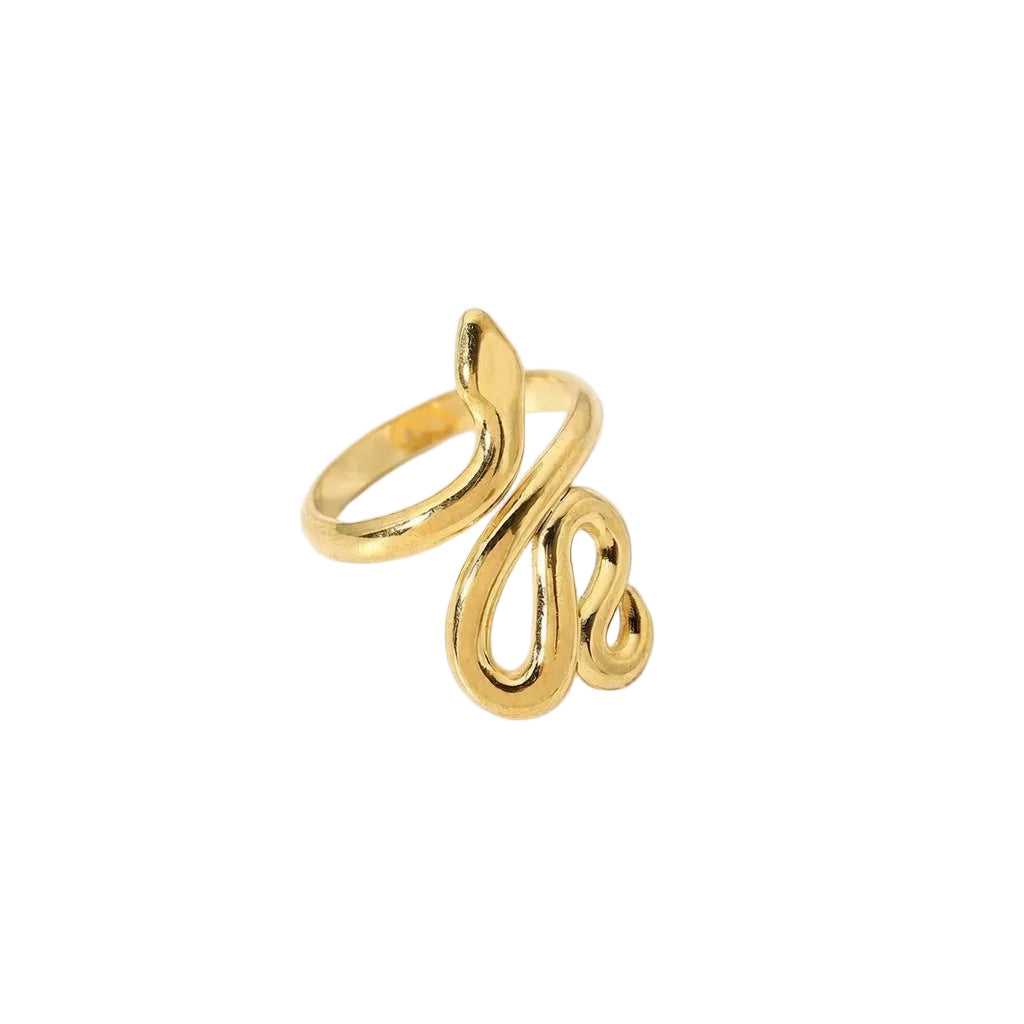 Ring Schlange 18K Vergoldet Minimalistisch Verstellbar Wasserfest Edelstahl 316L Modern