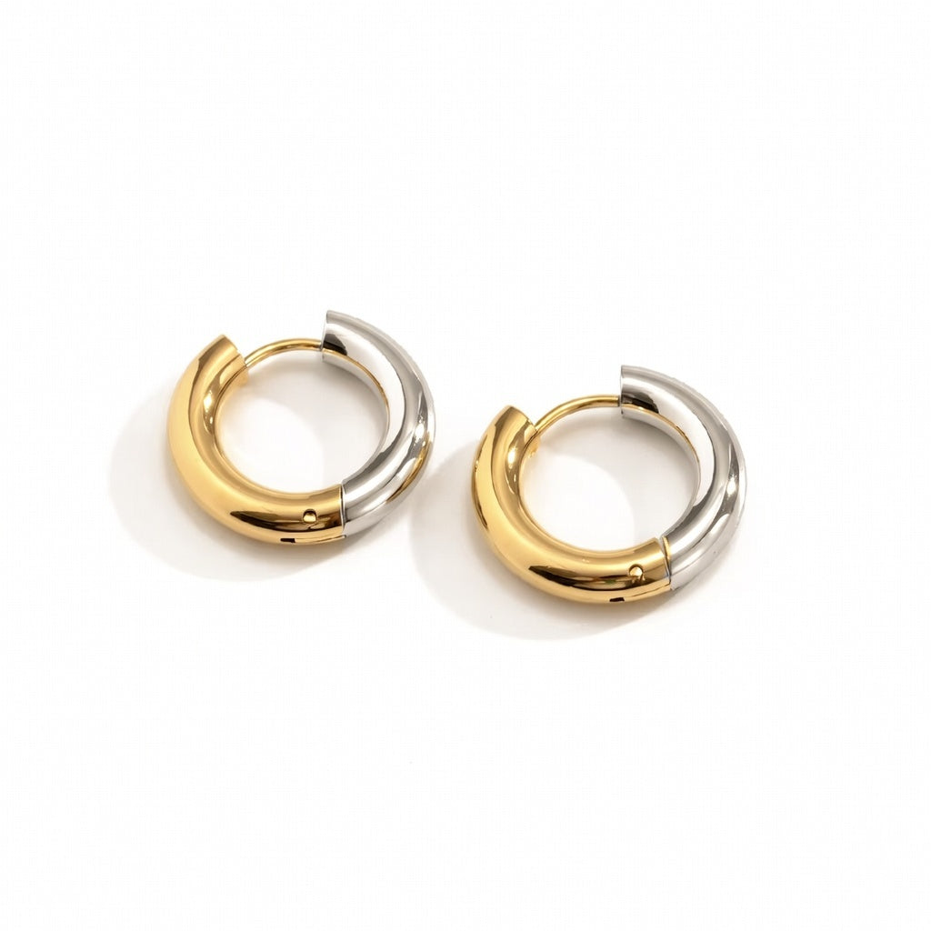 Creolen Bicolor 18K Vergoldet & Silberfarbend 19mm Wasserfest Edelstahl 316L